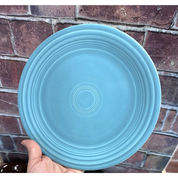 Vtg Fiestaware Dinner Plate 9.5" Turquoise Blue Teal Homer Laughlin Early Stamp - Picture 5 of 5